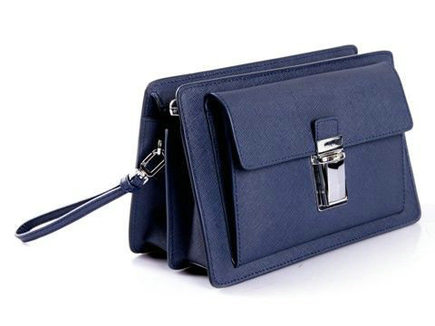 2014 Prada Saffiano Leather Document Holder VR0091 blue for sale